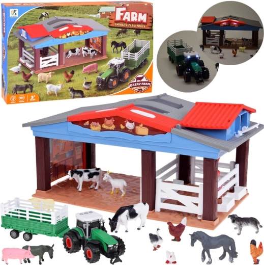 Lastefarm loomade, traktori ja haagisega (valguse ja heliga)