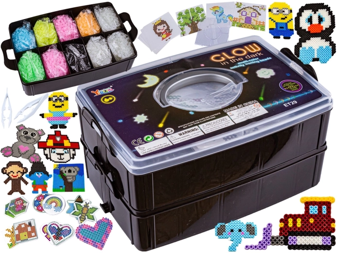 Fuse beads that glow in the dark – set of 10,000 pieces (damaged packaging)