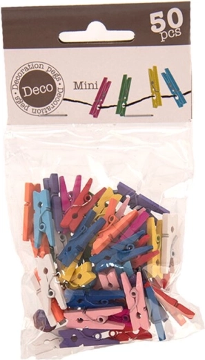 Värvilised puidust mini pesulõksud 2,5 cm (50 tk)