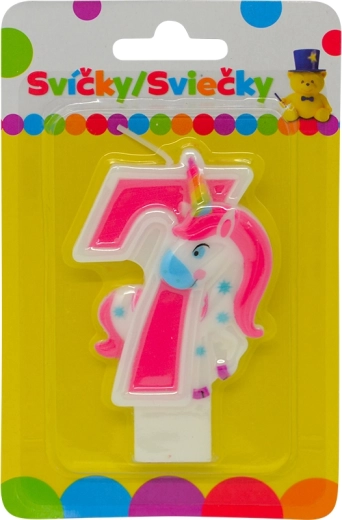 Birthday candle with unicorn – number 7