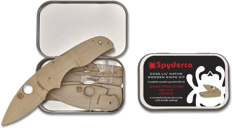 Puidust kokkupandav nuga Spyderco Lil' Native plekk-karbis