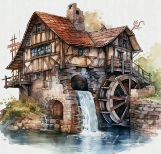 Teemantmaalimine Vana veski jõe ääres 30 × 40 cm