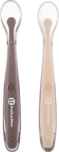 Petite&Mars silikoonlusikad reisikarbiga Take&Match sand cocoa, 2 tk