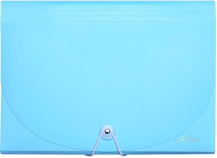 A4 Elastic-Band Document Folder, 7 Pockets, Pastel Blue