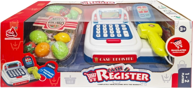 Kids’ cash register with scanner and accessories