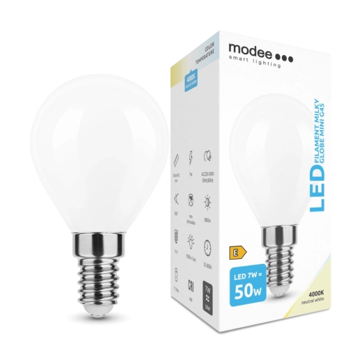 LED-lamp Modee Smart Lighting Filament Milky Globe Mini E14 7 W neutraalne valge