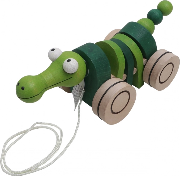 Puidust tõmmatav mänguasi Krokodill