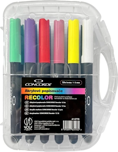 Akrüülmarkerid CONCORDE Recolor, komplekt 12 tk