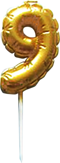 Cake candle number 9 gold, pick-in, 6 cm