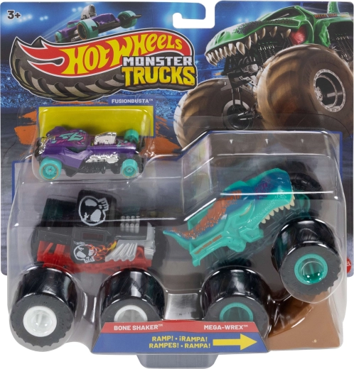 Mattel Hot Wheels Monster Trucksi komplekt: 2 monster trucki rampi ja Hot Wheelsi autoga