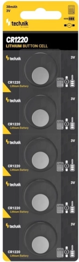 Technik Platinum lithium coin battery CR1220 3V – pack of 5