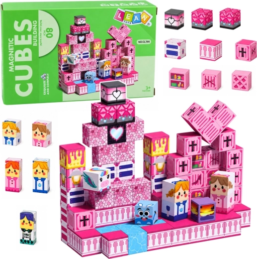 Magnetic pixel cubes – pink, 80 pieces
