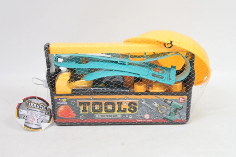 Children’s tool set with helmet in a carrying case