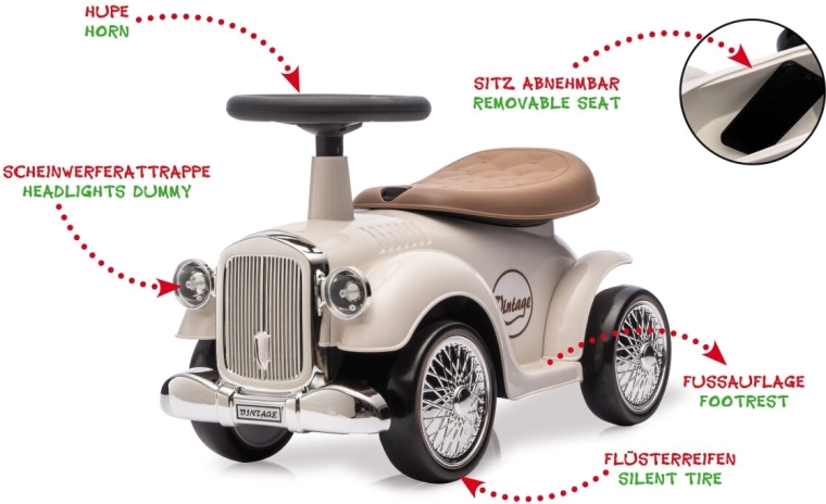 JAMARA Classic Car Ride-On Toy Car, White