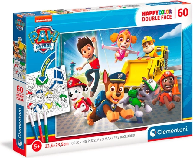 Clementoni double-sided puzzle PAW PATROL 60 pieces with coloring page