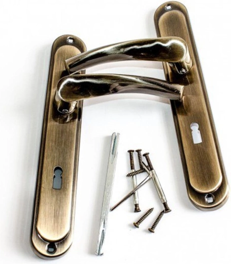 ATENA Door Hardware with Key Cylinder 72 mm, Patina