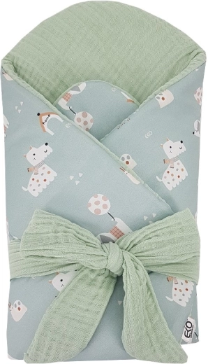 EKO musliinist mähkimistekk eemaldatava kookossisuga dogs mint 75 × 75 cm