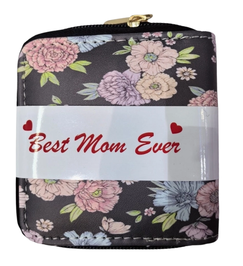 PINK women's wallet with peony motif
