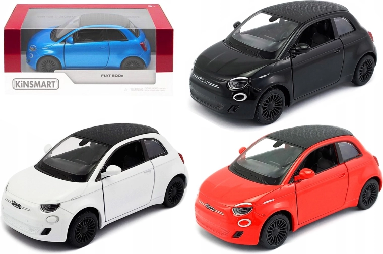 Kinsmart Fiat 500e die-cast model 1:28 with pull-back drive