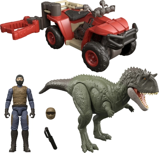 Mattel Jurassic World Ekryksinatosaurus ja maastikusõiduk püüduriga – mängukomplekt figuuridega