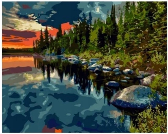 Teemantmaal "Mets järve ääres" 30 × 40 cm