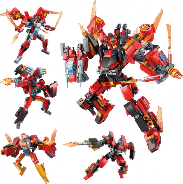 Qman Roaring Flame God General 4-in-1 robotite ehituskomplekt 1201 osaga