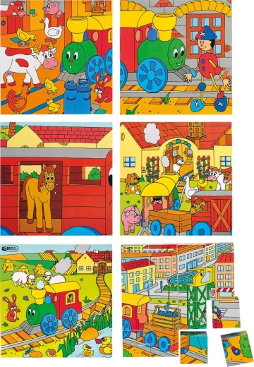 Wooden Picture Blocks Train 4x4