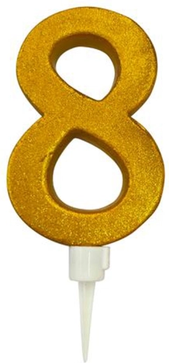 Cake Candle Number 8 Gold 16 cm