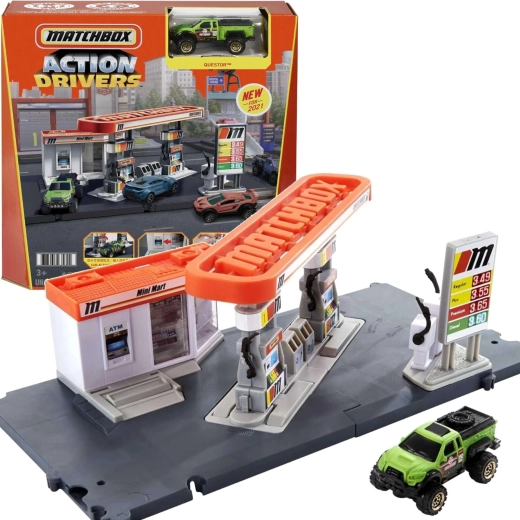 Matchbox Action Drivers Gas Station with Questor Car