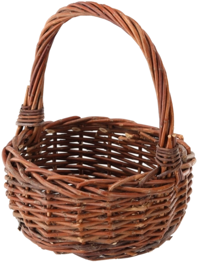 Helepruun punutud korv sangaga 21 × 21 × 10/26 cm