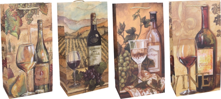 Kinkekott 2 pudelile M, 18 × 35 × 9 cm, aastaringne