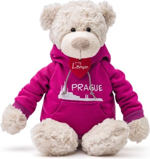 Spencer Teddy Bear in a Pink Hoodie Prague 35 cm