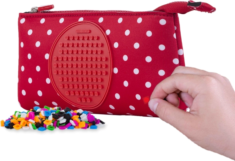 Pixie Crew Large Pencil Case, Red with White Polka Dots