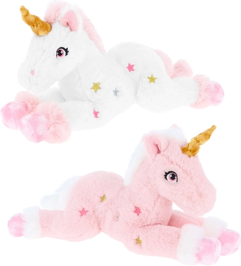 Roosa plüüsist ükssarvik 35 cm