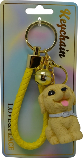 Sitting Brown Dog Keychain