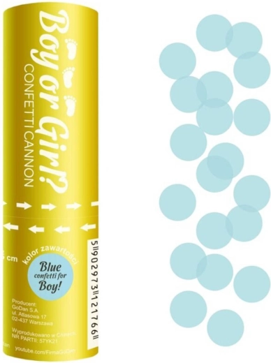 Godan confetti popper cannon blue circles boy or girl - 1 piece