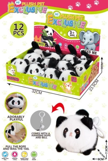 Pehme üleskeeratav panda võtmehoidja 10,5 cm