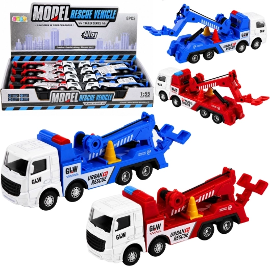 Tow truck with boom arm 1:55 with metal cab and adjustable hook