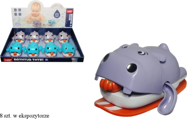 Floating Hippo on a Board – Wind‑Up Water Toy