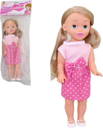 Adélka doll 34 cm in a pink summer outfit with a polka-dot skirt