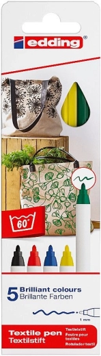 Edding 4600 Fabric Markers – set of 5 basic colours