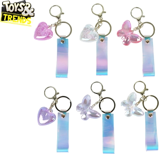 TOYS&TRENDS keychain – heart or butterfly, plastic, assorted colors