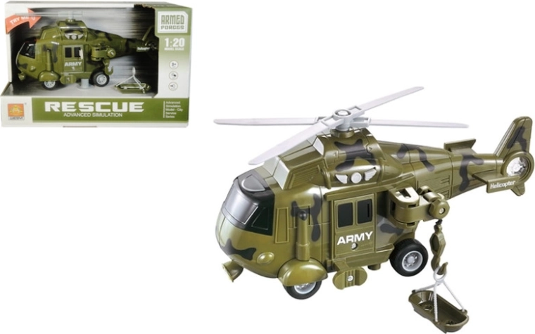 Military helicopter with light and sound