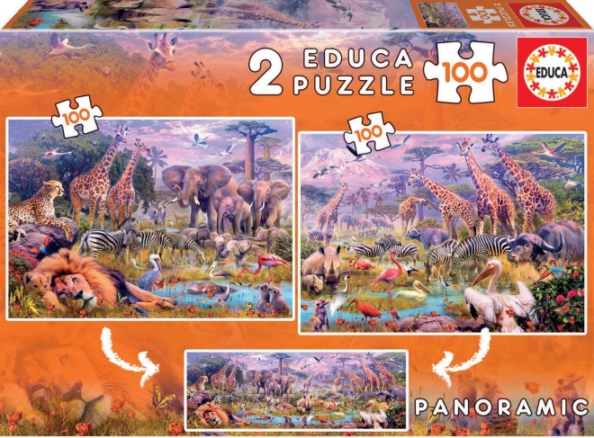 Panoraampusle metsloomad 2×100 tükki EDUCA