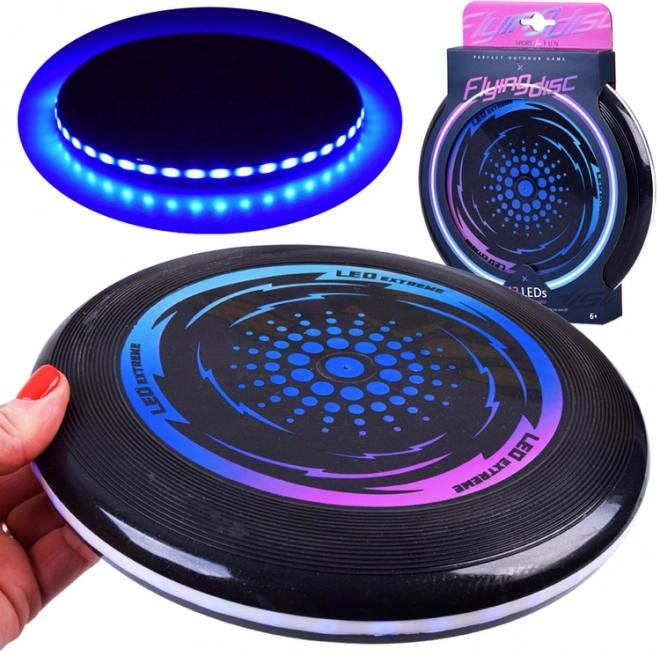 Helendav LED frisbee‑kett 23 cm öiseks lõbuks
