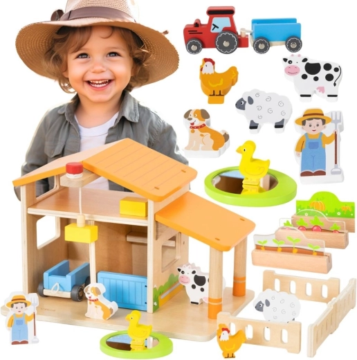 VIGA Wooden Farm with House and Tractor
