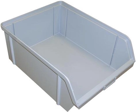 Storage bin with sloped front 300 × 200 × 142 mm, 20 kg, gray