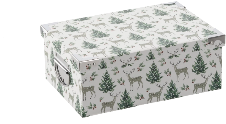 Jõululine kingituskarp metallnurkadega 40 × 26,5 × 13,8 cm - 1 tk
