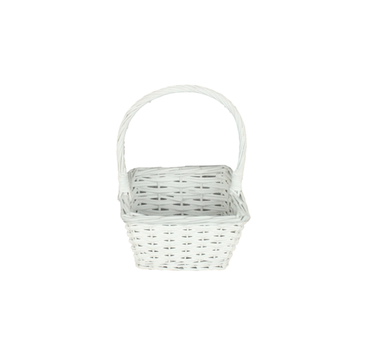 Valge vitspunutud korv sangaga 20 × 20 × 12/30 cm