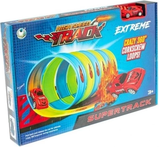 Racing car track with a 360° loop